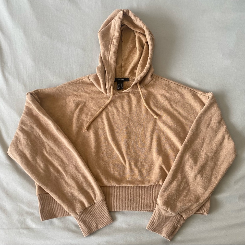 Forever 21 Tan Cropped Hoodie